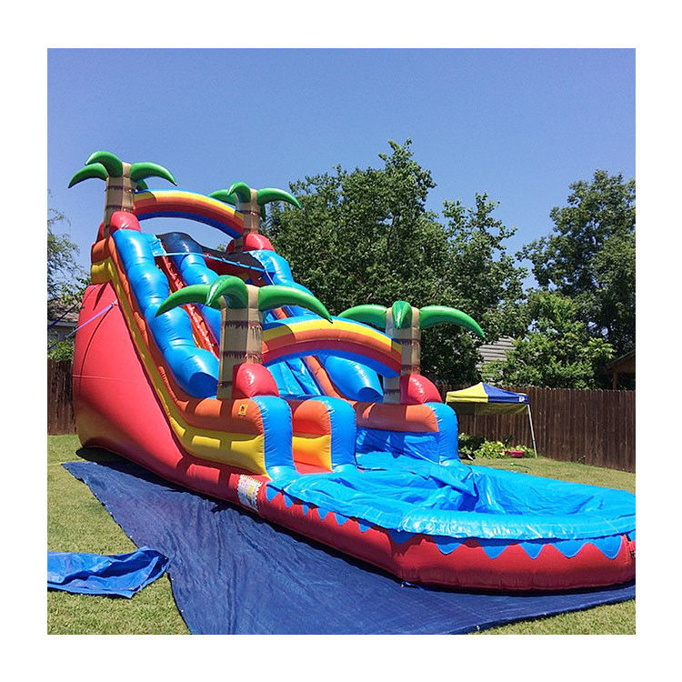 Indoor Inflate Water Slide Untuk Anak-anak Biru Dengan Kolam Renang Untuk Dewasa Outdoor Slide