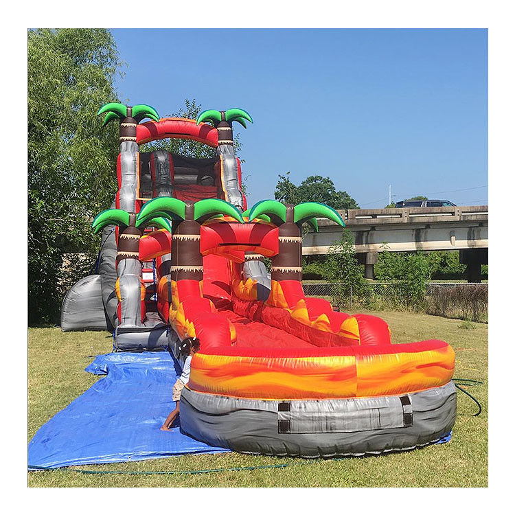 Indoor Inflate Water Slide Untuk Anak-anak Biru Dengan Kolam Renang Untuk Dewasa Outdoor Slide