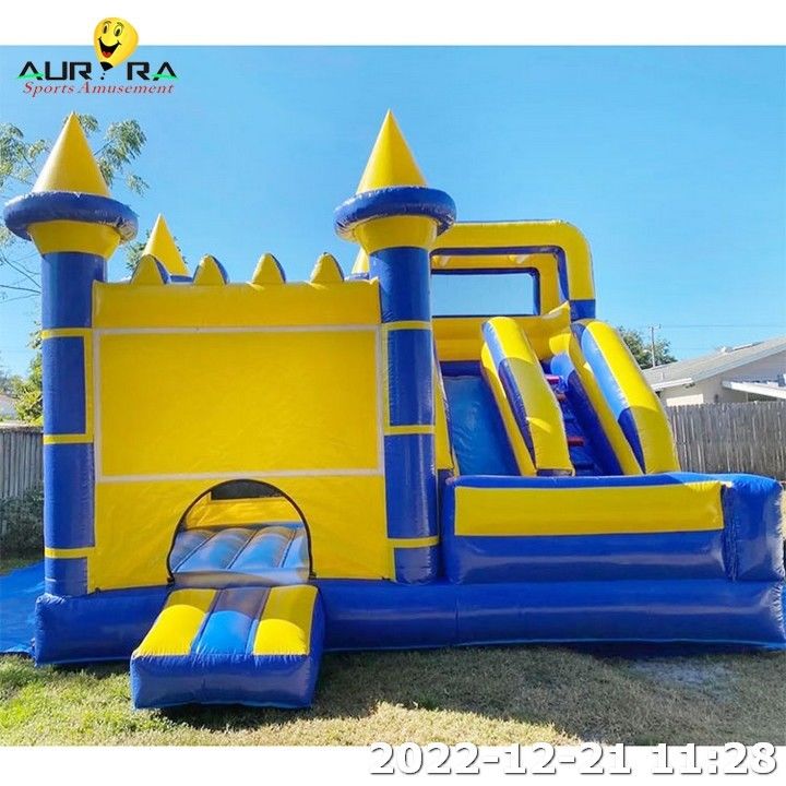 Rumah Bouncing Bouncer Berwarna Biru Combo Slide Disesuaikan